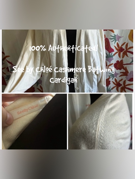 See By Chloe Sweaters - See by Chloé Light Cream Button up Bat-Wing Cashmere Cardigan Size L